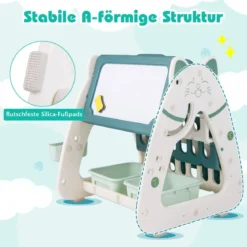 Kinderstaffelei mit Hocker 3-in-1-doppelseitige Tafel mit umgedrehtem Schreibtisch 56 x 54 x 63 cm