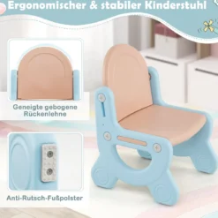 Kinder Staffelei mit Stuhl Kindertafel Höhenverstellbar & Klappbar mit Whiteboard & Aufbewahrungsbox Blau