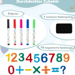 Kinder Staffelei mit Stuhl Kindertafel Höhenverstellbar & Klappbar mit Whiteboard & Aufbewahrungsbox Blau