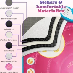 Kinder Tanzmatte mit Led-Leuchten & Memory-Spiel & 8 Musik Musikmatte Musik Matte Rosa