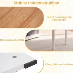 Kindertisch aus Holz Kindersitzgruppe mit 2 Stühlen 4 Fächer 6 Stoffkörben & Papierrolle Natur