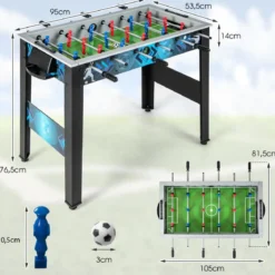 Kinder Tischkicker mit 2 Fußbällen & 18 Spielern Holz Kickertisch Tischfussball Fußballtisch