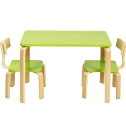 Kindertisch mit 2 Stühlen aus Holz 3tlg. Kindersitzgruppe Sitzgruppe für Kinder Grün