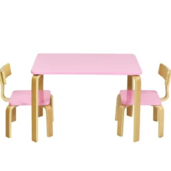 Kindertisch mit 2 Stühlen aus Holz 3tlg. Kindersitzgruppe Sitzgruppe für Kinder Rosa