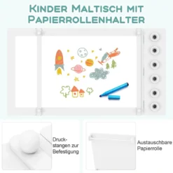Kindertisch mit 2 Stühlen 3 in 1 Aktivitätstisch & Staffelei aus Holz mit Anhebbarer Tischplatte