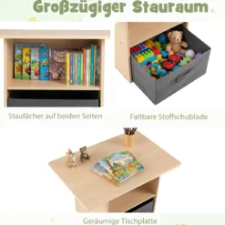 Kindertisch mit 2 Stühlen in Krokodilform 3 TLG. Kindersitzgruppe mit Stauraum & Stoffschublade