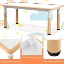 Kindertisch mit 4 Stühlen Set mit Graffiti-Tischplatte Höhenverstellbare Kindersitzgruppe