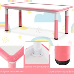 Kindertisch mit 4 Stühlen Set mit Graffiti-Tischplatte Höhenverstellbare Kindersitzgruppe