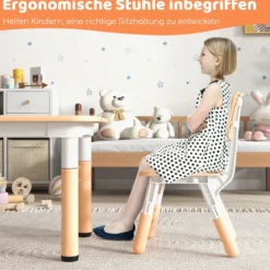 Kindertisch mit 4 Stühlen Set mit Graffiti-Tischplatte Höhenverstellbare Kindersitzgruppe