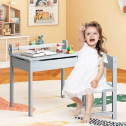 Kindertisch mit Stuhl Sensorisches Tischset für Kinder Grau