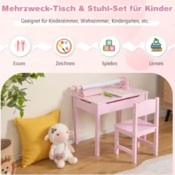 Kindertisch mit Stuhl Sensorisches Tischset für Kinder Rosa