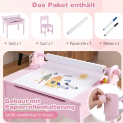 Kindertisch mit Stuhl Sensorisches Tischset für Kinder Rosa