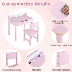 Kindertisch mit Stuhl Sensorisches Tischset für Kinder Rosa
