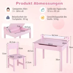 Kindertisch mit Stuhl Sensorisches Tischset für Kinder Rosa