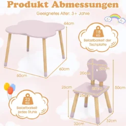 Kindertisch-Set in Blumenform hölzerner Spiel- und Aktivitätentisch für Kinder Rosa