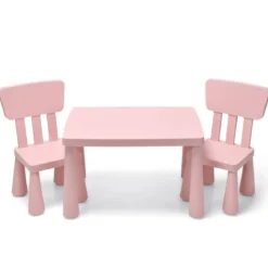 Kindertisch und 2 Stühlen 3 TLG. Kindersitzgruppe Kindermöbel-Set Rosa