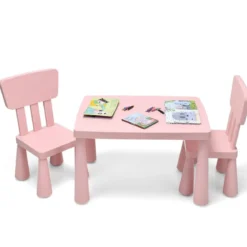 Kindertisch und 2 Stühlen 3 TLG. Kindersitzgruppe Kindermöbel-Set Rosa