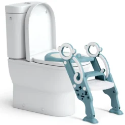 Kinder Toilettensitz faltbar Kinder Toilettentrainer Töpfchentrainer mit Leiter und Griffe Grün