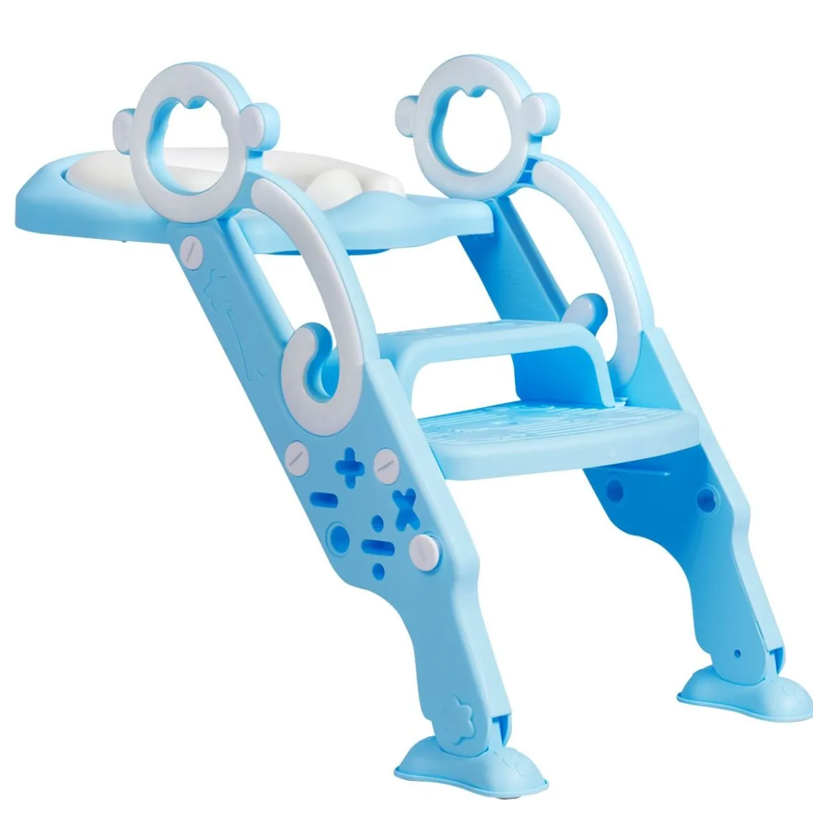 Kinder Toilettensitz faltbar Kinder Toilettentrainer Töpfchentrainer mit Leiter und Griffe Blau