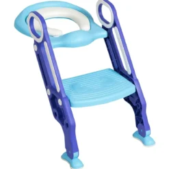 Kinder Toilettensitz höhenverstellbar Kindertoilette faltbar Toilettentrainer mit Leiter und Griffe Toilettentraining Lila und Blau