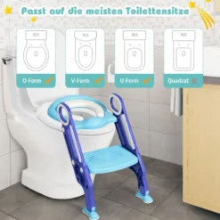 Kinder Toilettensitz höhenverstellbar Kindertoilette faltbar Toilettentrainer mit Leiter und Griffe Toilettentraining Lila und Blau