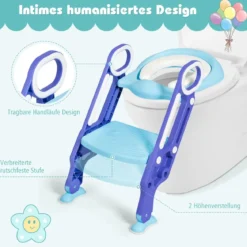 Kinder Toilettensitz höhenverstellbar Kindertoilette faltbar Toilettentrainer mit Leiter und Griffe Toilettentraining Lila und Blau