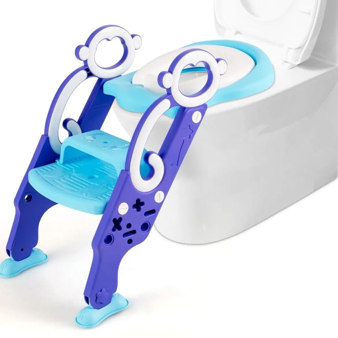 Kinder Toilettensitz Höhenverstellbar Toilettentrainer Kindertoilette mit Leite Lila