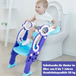 Kinder Toilettensitz Höhenverstellbar Toilettentrainer Kindertoilette mit Leite Lila