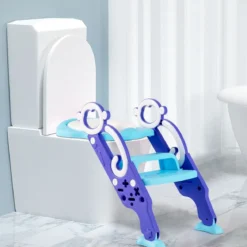 Kinder Toilettensitz Höhenverstellbar Toilettentrainer Kindertoilette mit Leite Lila