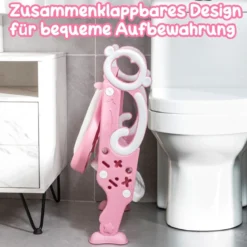 Kinder Toilettensitz mit Leiter und Griffe für Kleinkinder von 1 bis 5 Jahre Rosa