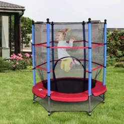 Kinder Trampolin 140 cm Gartentrampolin mit Sicherheitsnetz Sicherheitsrampolin