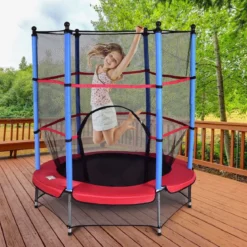 Kinder Trampolin 140 cm Gartentrampolin mit Sicherheitsnetz Sicherheitsrampolin