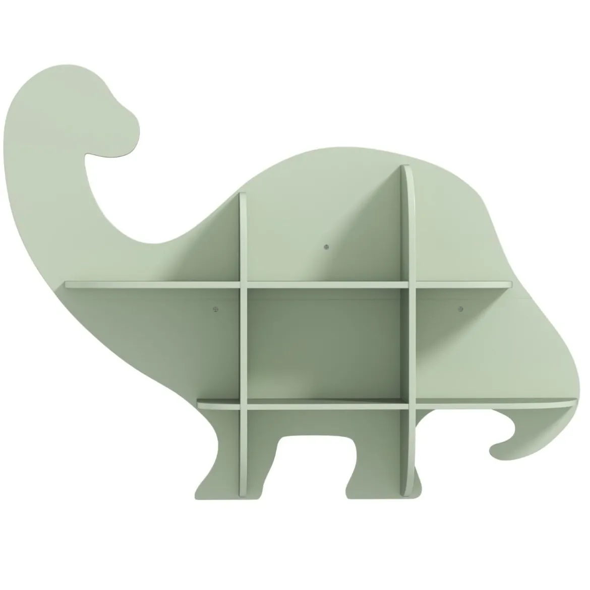 Kinder Wand Bücherregal mit 2 Ablage & 6 Offene Fächern Holz Dinosaurier Kinderregal