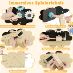 Kinder Werkbank Set mit Tafel Montessori Spielzeug zum Nachspielen Werkstatt-Spielzeug