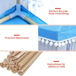 Kinderzelt Spielhaus Kinderspielhaus Prinzess Prinzessin Kinderspielzelt Blau