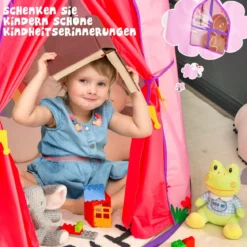 Kinderzelt Tragbares Spielzelt für Kinder 108 x 158 cm Rosa