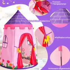 Kinderzelt Tragbares Spielzelt für Kinder 108 x 158 cm Rosa