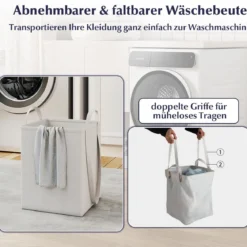 Kippbarer Wäscheschrank freistehender Badezimmerschrank mit Regal Schublade Weiß