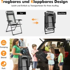 2 Klappbare Liegestühle für die Terrasse 71 x 58,5 x 101,5 cm Grau