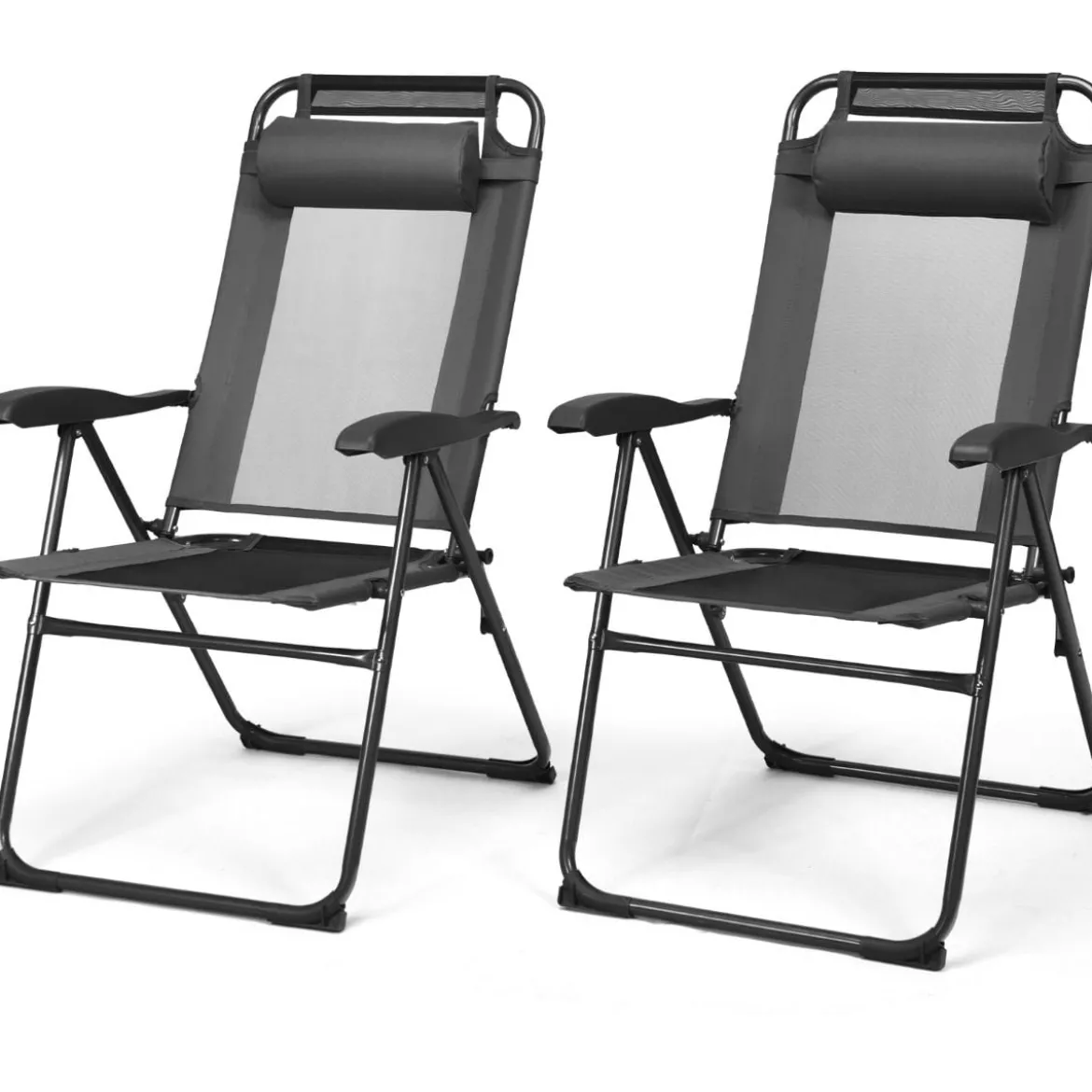 2 Klappbare Liegestühle für die Terrasse 71 x 58,5 x 101,5 cm Grau