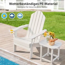 Klappbarer Adirondack-Stuhl Feuerstellenstuhl für Terrasse 88,5 x 77,5 x 98,5 cm Weiß