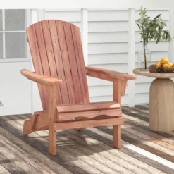 Klappbarer Adirondack Stuhl aus Holz mit 180 kg Tragfähigkeit Gartensessel Braun/Grau