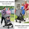 Klappbarer Baby-Kinderwagen Kinderbuggy mit drehbarem Sitz 92 x 53,5 x 100 cm Grau