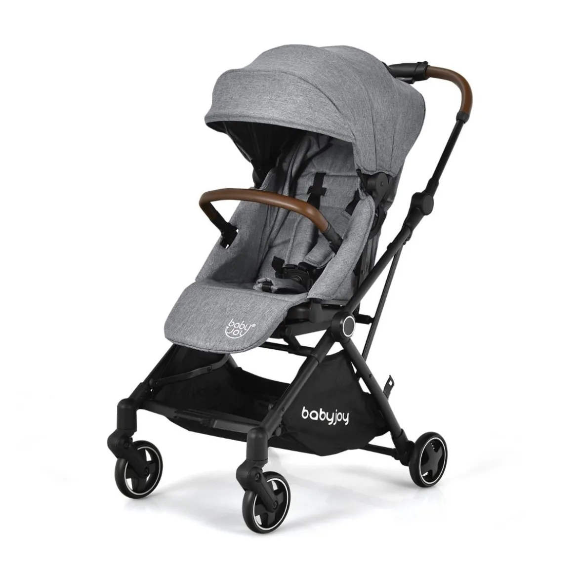 Klappbarer Baby-Kinderwagen Kinderbuggy mit drehbarem Sitz 92 x 53,5 x 100 cm Grau