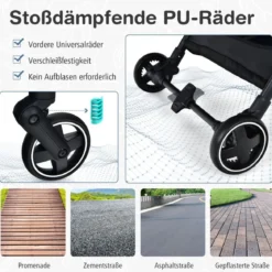 Klappbarer Baby-Kinderwagen Kinderbuggy mit drehbarem Sitz 92 x 53,5 x 100 cm Grau