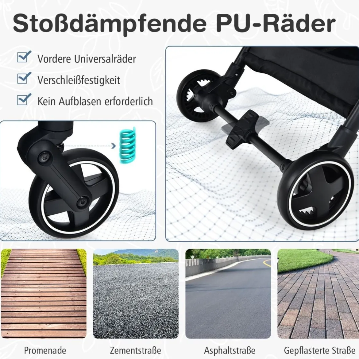 Klappbarer Baby-Kinderwagen Kinderbuggy mit drehbarem Sitz 92 x 53,5 x 100 cm Grau