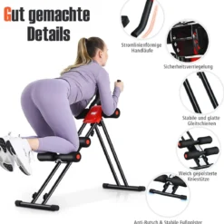 Klappbarer Bauchmuskeltrainer Workout-Maschine 110 x 40,5 x 88,5 cm Schwarz + Rot