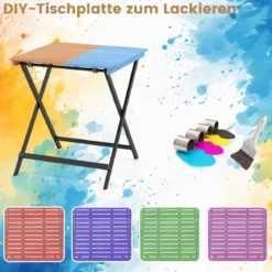 Klappbarer Beistelltisch aus Akazienholz Wetterfester Balkontisch Quadratischer Esstisch 70 x 70 x 73 cm