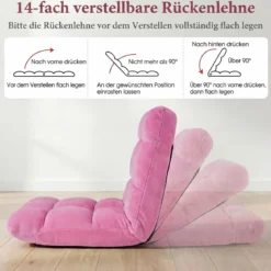 Klappbarer Bodenstuhl Bodensessel mit Verstellbarer Rückenlehne & Hochdichtem Schaumstoff 66,5 x 53 x 53 cm