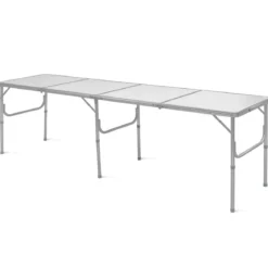 klappbarer Campingrtisch Aluminium Klapptisch 240 x 60 cm Picknicktisch Gartentisch für Indoor- und Outdoor Silber
